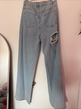 Light Blue Women's High-Waist Distressed Jeans